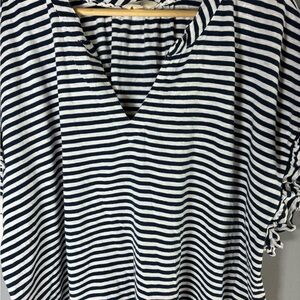 Terra & Sky Navy and White Striped Blouse